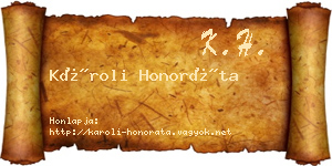 Károli Honoráta névjegykártya